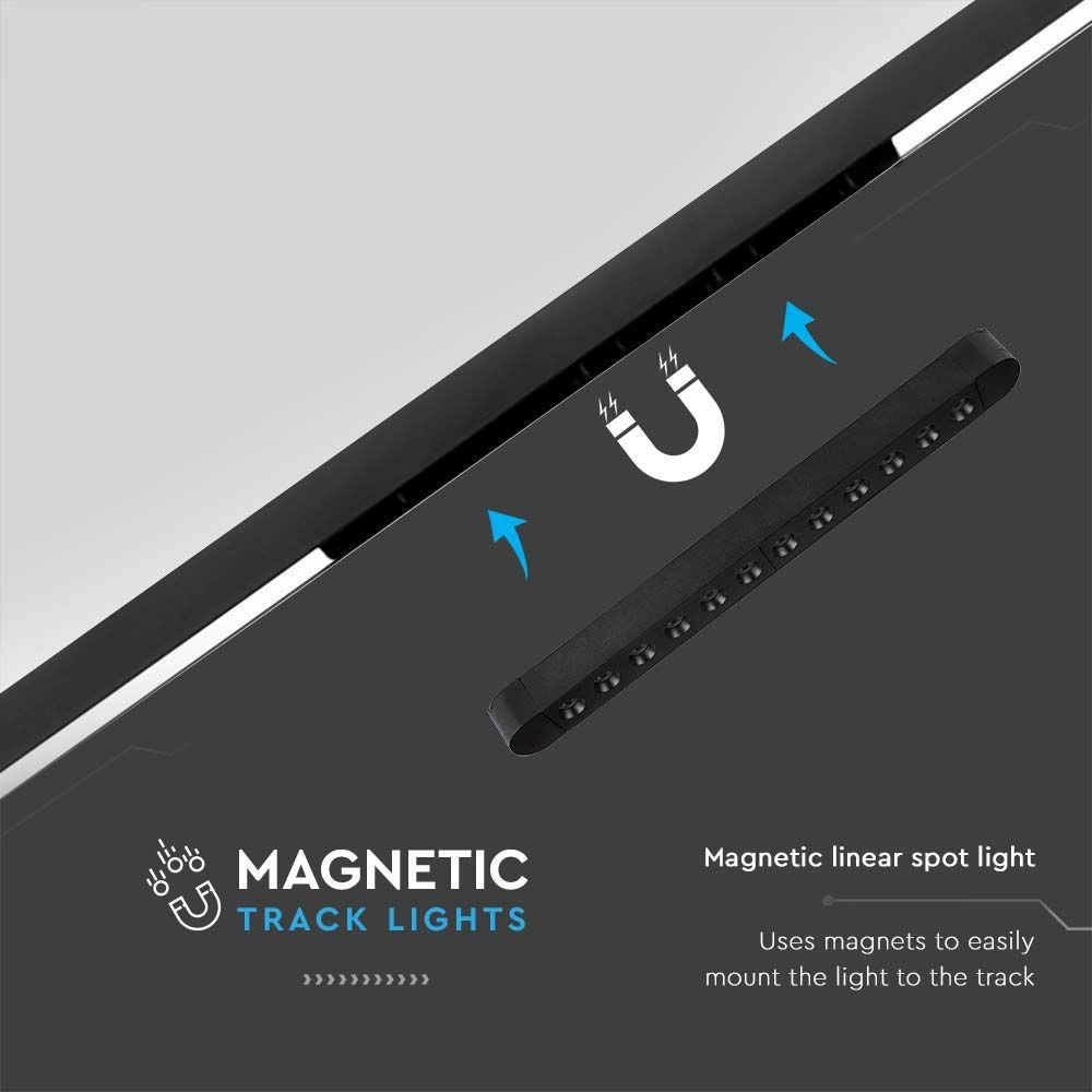 Faretto LED Lineare V-TAC Binario Magnetico 12W 3000K Nero - Cod. 10237