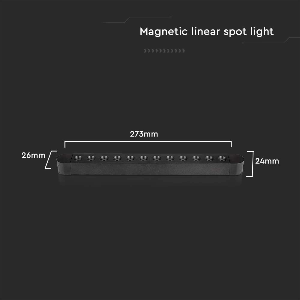 Faretto LED Lineare V-TAC Binario Magnetico 12W 3000K Nero - Cod. 10237