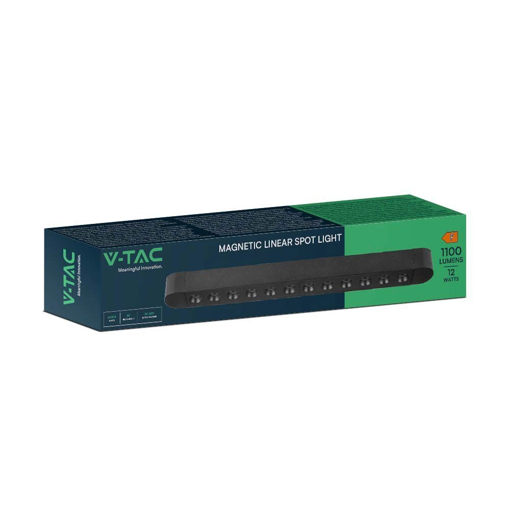 Faretto LED Lineare V-TAC Binario Magnetico 12W 3000K Nero - Cod. 10237