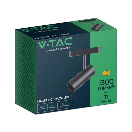V-TAC Faretto LED per Binario Magnetico 11W 3000K CRI>90 Nero - Cod. 10252