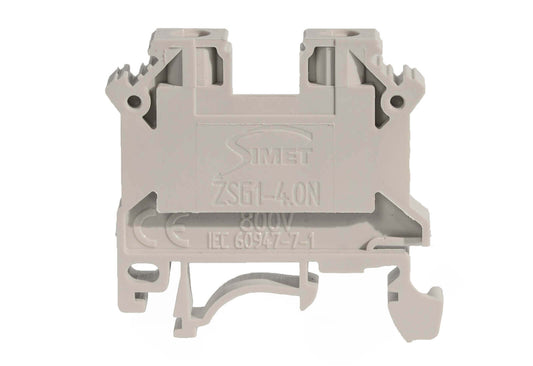 Morsetto Passante a Vite 4 mm per Barra DIN - Grigio (Fase/Linea) - Simet