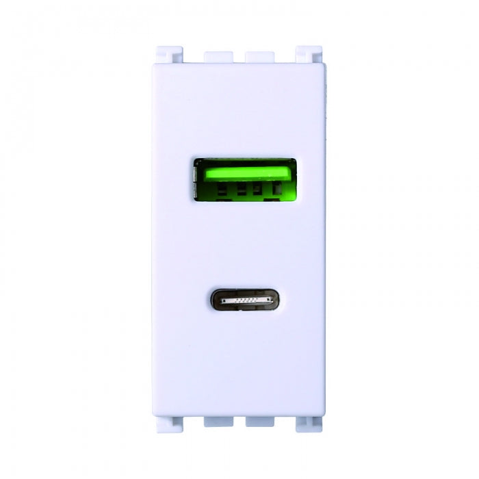 Ettroit Presa Usb 2 IN 1 USB+TYPE-C 3.1AMH | VA3002b compatibile vimar arkè bianca