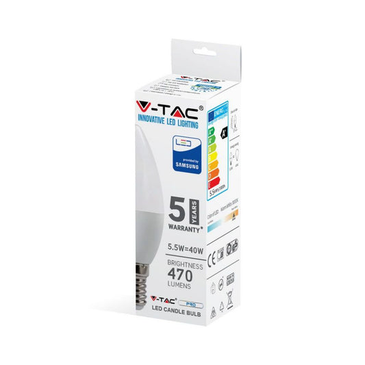 Lampadina LED V-TAC E14 5,5W Candela 4000K Chip Samsung