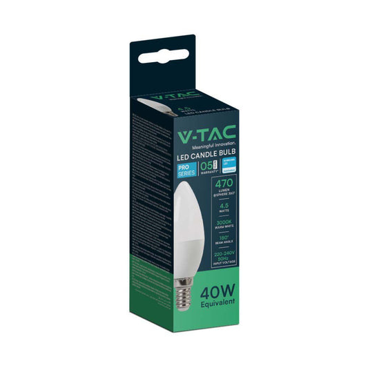 Lampadina LED V-TAC E14 5,5W Candela 3000K Chip Samsung