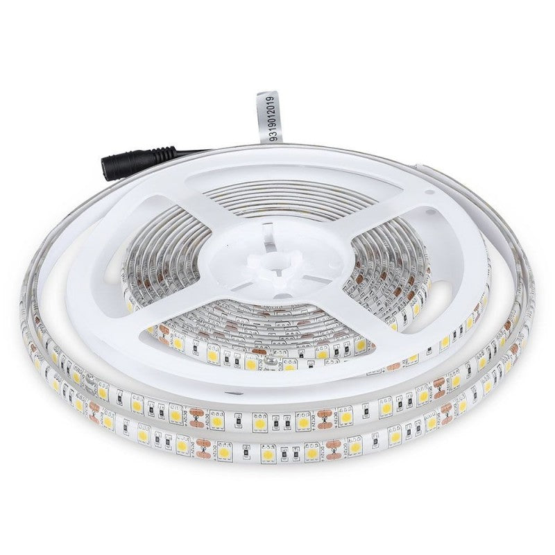 l V-TAC STRISCIA LED 5050 IMPERMEABILE MONOCOLORE 60LED/METRO - BOBINA DA 5 METRI - SKU 2149 bianco caldo