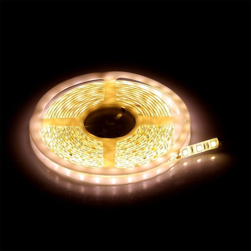 l V-TAC STRISCIA LED 5050 IMPERMEABILE MONOCOLORE 60LED/METRO - BOBINA DA 5 METRI - SKU 2149 bianco caldo