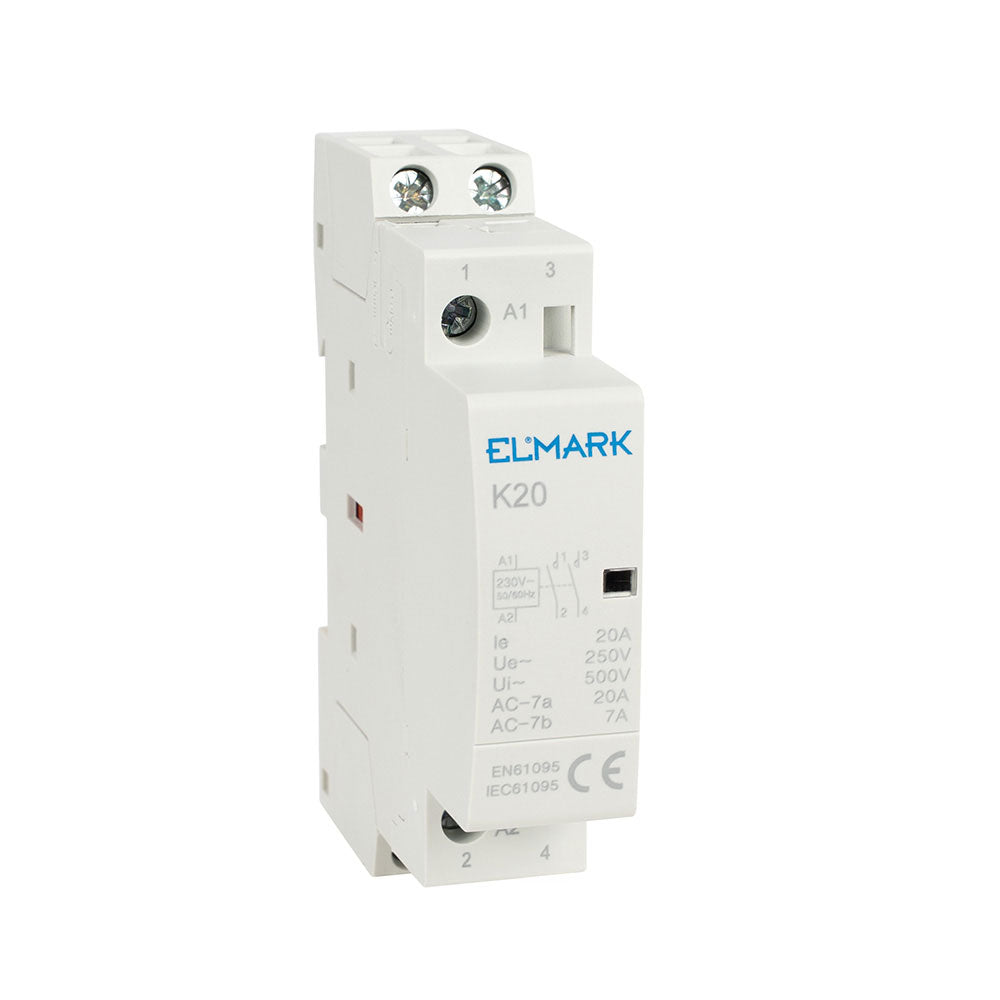 Contattore Modulare 25A 230V (2NO) – Serie Elmark K20