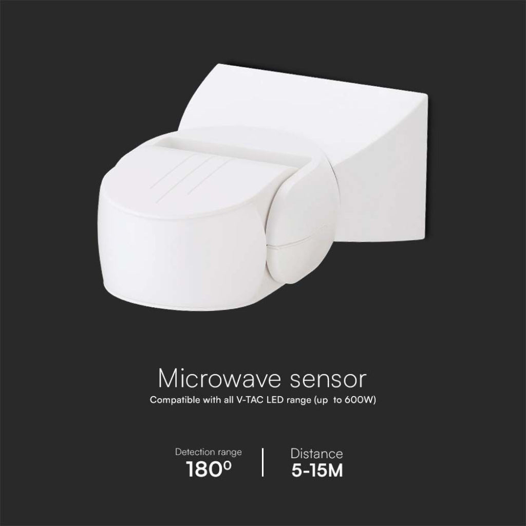 Sensore di Movimento a Microonde 180° a Parete IP65 - V-Tac VT-80301 (SKU 23164)