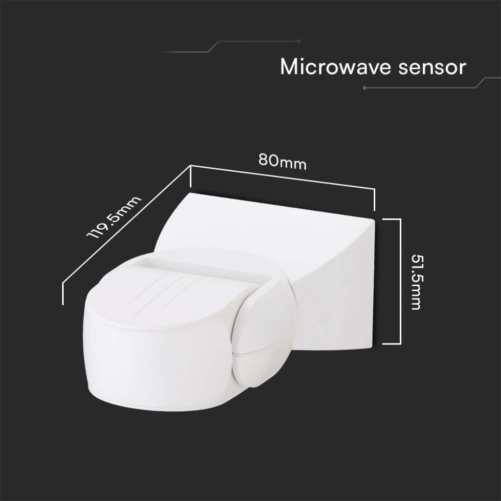 Sensore di Movimento a Microonde 180° a Parete IP65 - V-Tac VT-80301 (SKU 23164)