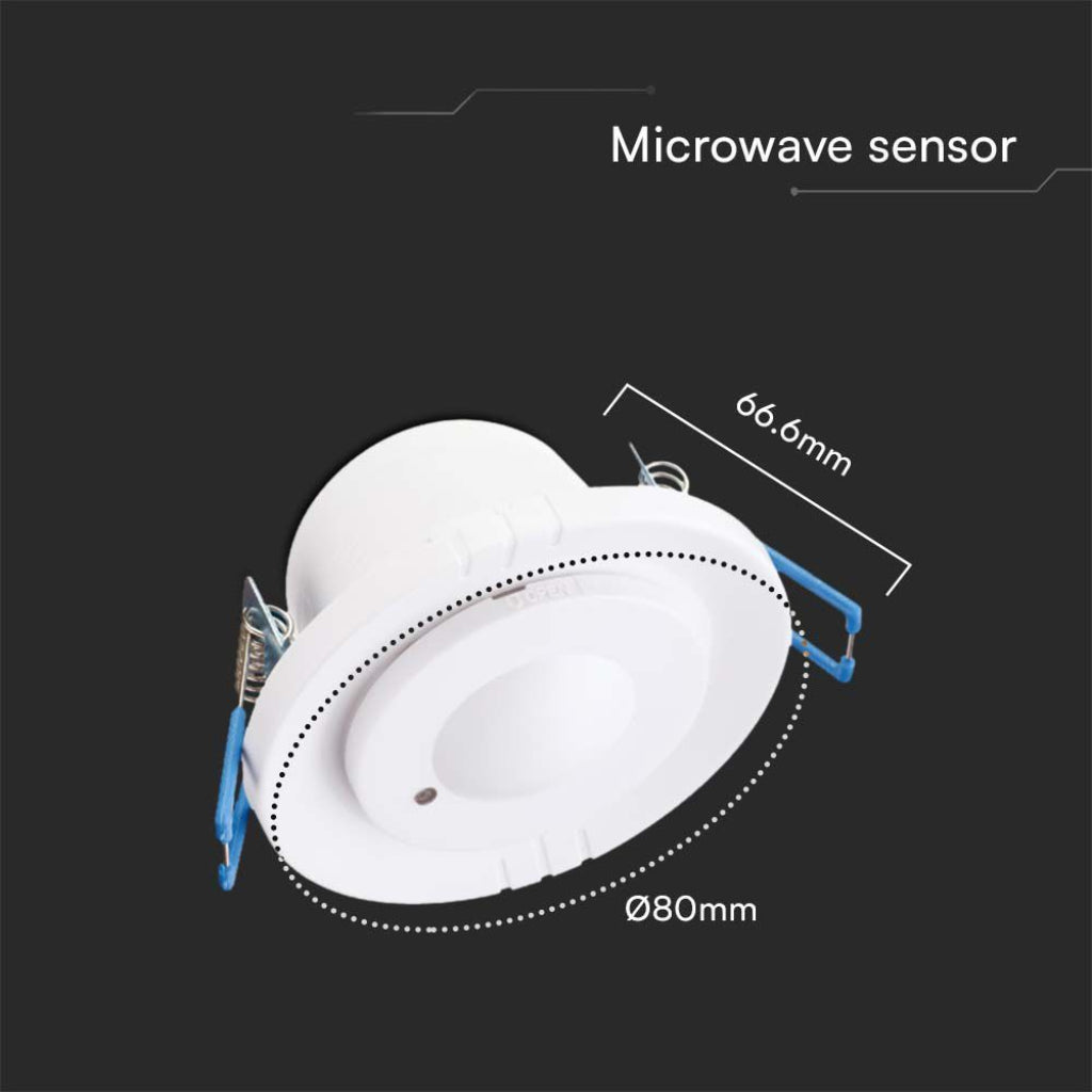 Sensore di Movimento a Microonde 360° a Incasso - V-Tac VT-80360 (SKU 23165)