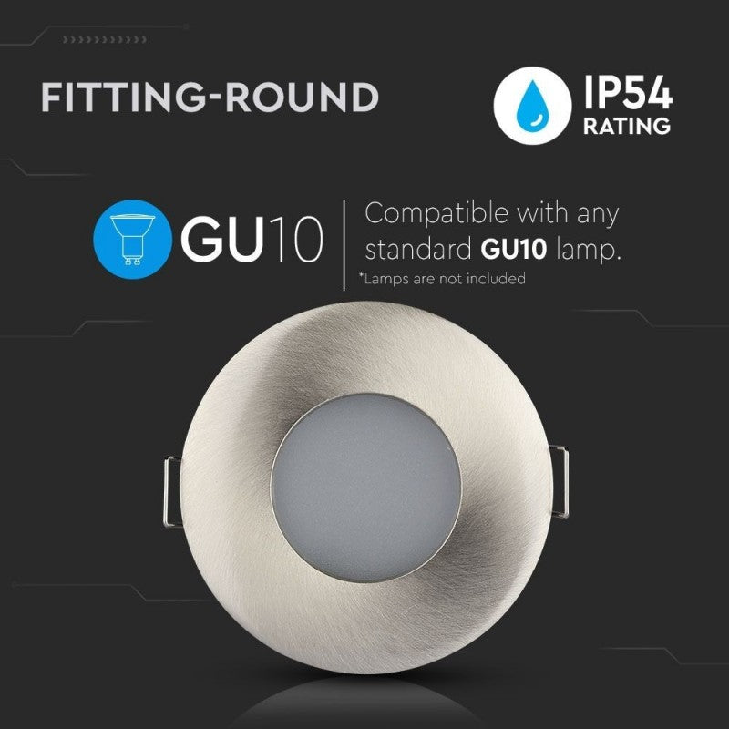 Portafaretto LED da Incasso Rotondo Grigio Satinato GU10/GU5.3 IP54 - V-Tac VT-787 3614