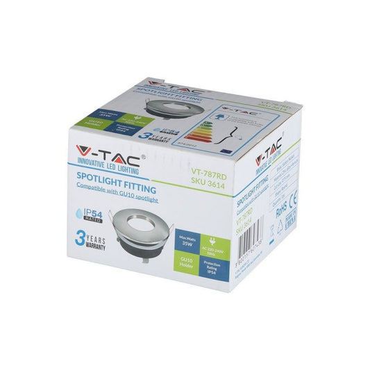 Portafaretto LED da Incasso Rotondo Grigio Satinato GU10/GU5.3 IP54 - V-Tac VT-787 3614