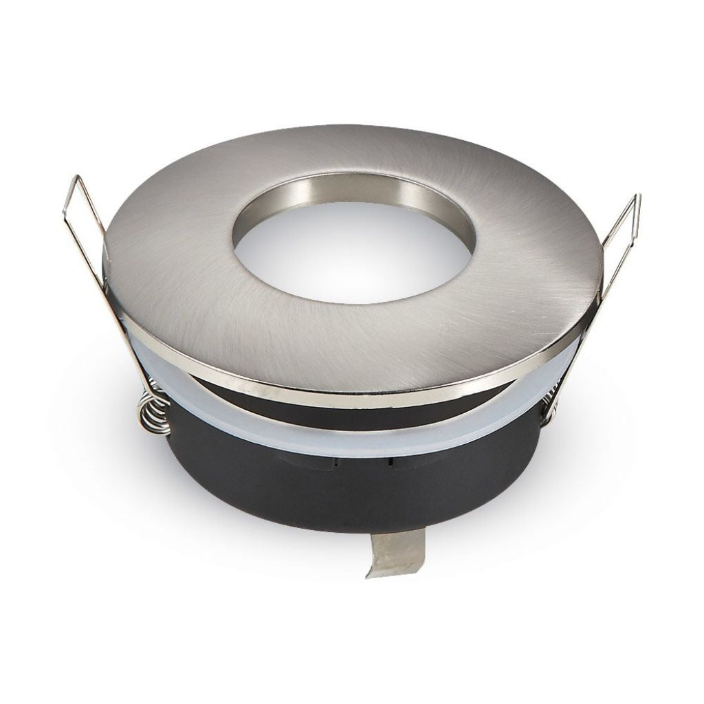 Portafaretto LED da Incasso Rotondo Grigio Satinato GU10/GU5.3 IP54 - V-Tac VT-787 3614