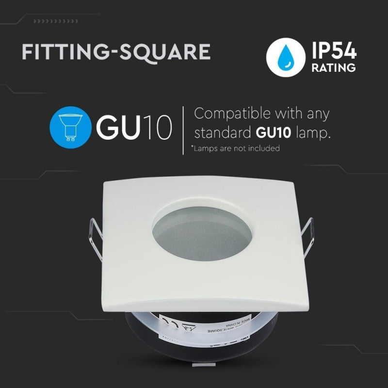 Portafaretto LED da Incasso Quadrato Fisso Bianco GU10/GU5.3 IP54 - V-Tac VT-787SQ 3615
