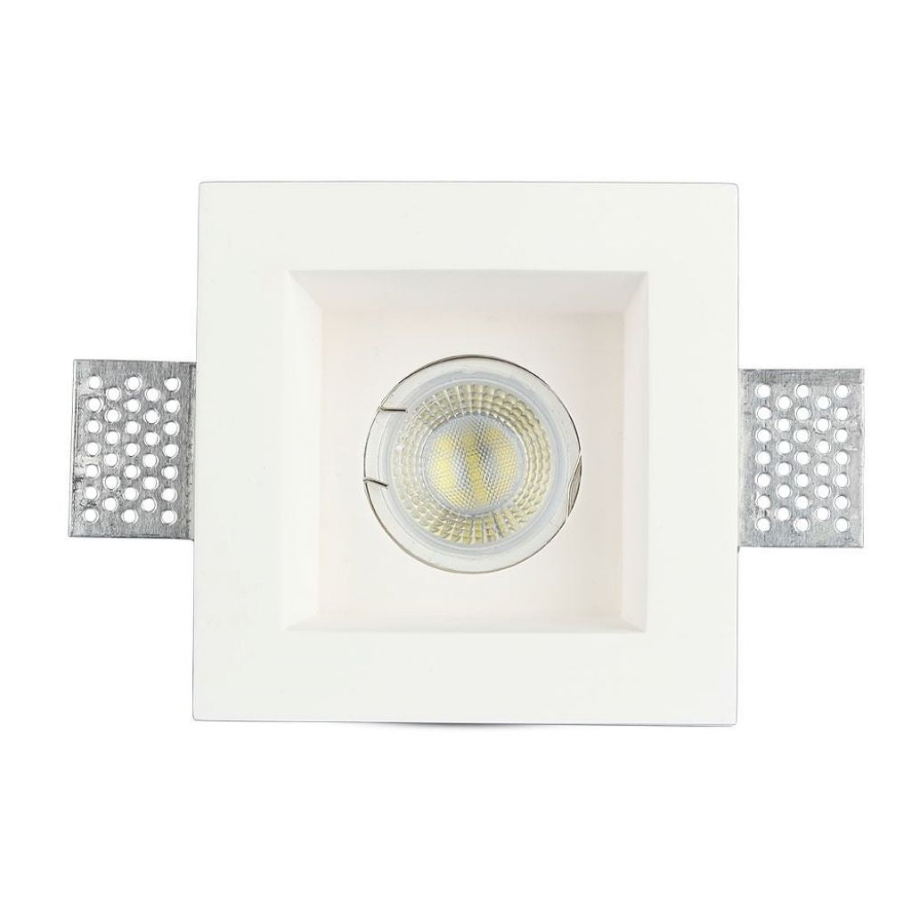 Portafaretto LED da Incasso Quadrato in Gesso Bianco Verniciabile GU10/GU5.3 - V-Tac VT-763 3649