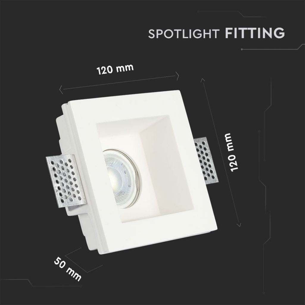 Portafaretto LED da Incasso Quadrato in Gesso Bianco Verniciabile GU10/GU5.3 - V-Tac VT-763 3649