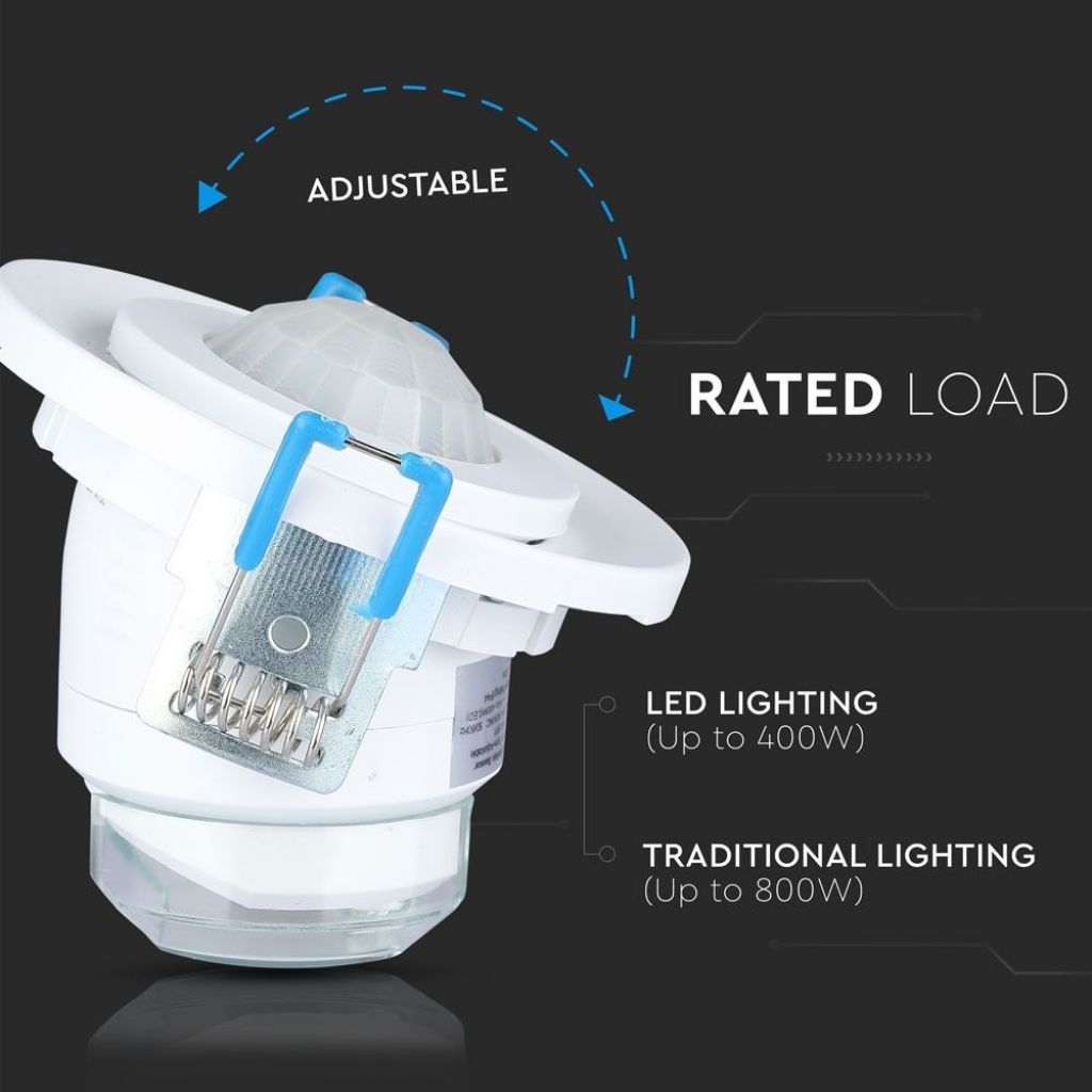 Sensore di Movimento PIR V-TAC 5091 Incasso | 360° Orientabile Max 400W | IP20