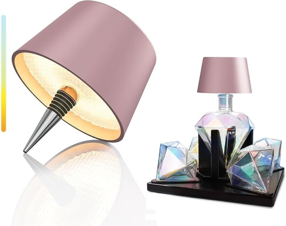 lampada bottiglia ricaricabile,lampada da tavolo senza fili,Controllo Touch da 3 Modalita Temperatura di Colore, per Soggiorno, Camere da Letto,1PZ