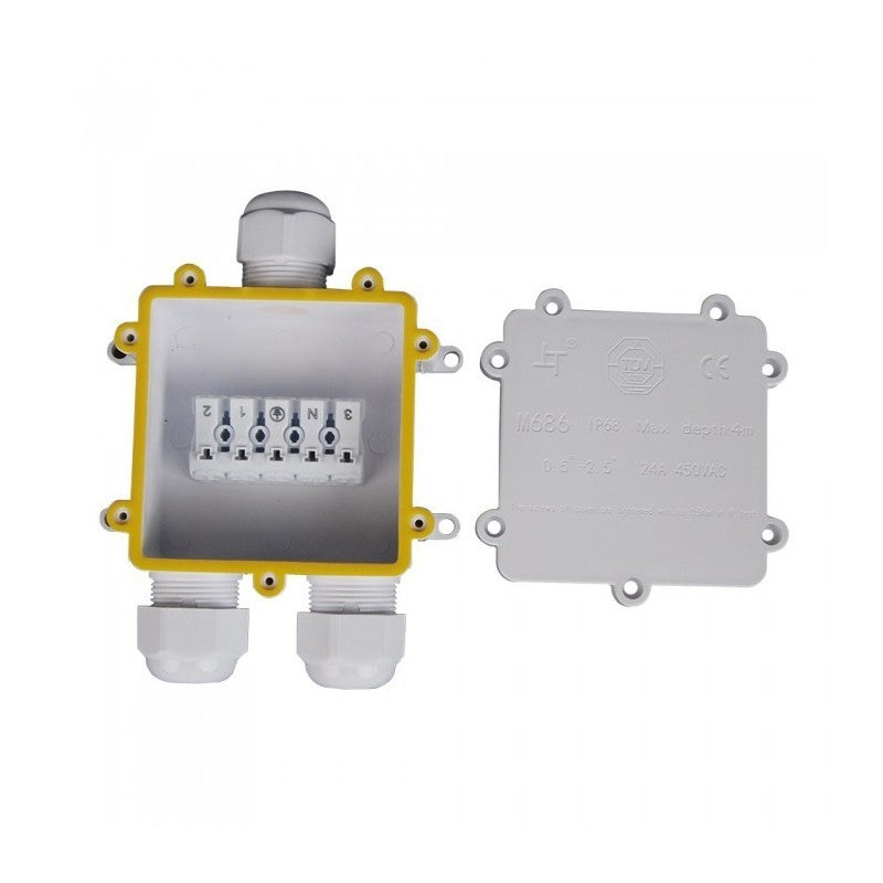 SKU 5981 VT-870 V-TAC Scatola di Derivazione con 3 Terminali 8-12mm Colore Bianco IP68