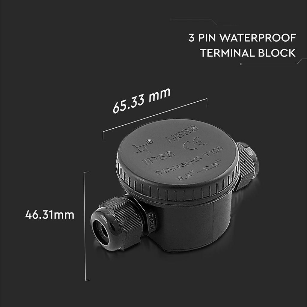 SKU 5987 VT-881 V-TAC Scatola di Derivazione con 2 Terminali 5-9mm Colore Nero IP66