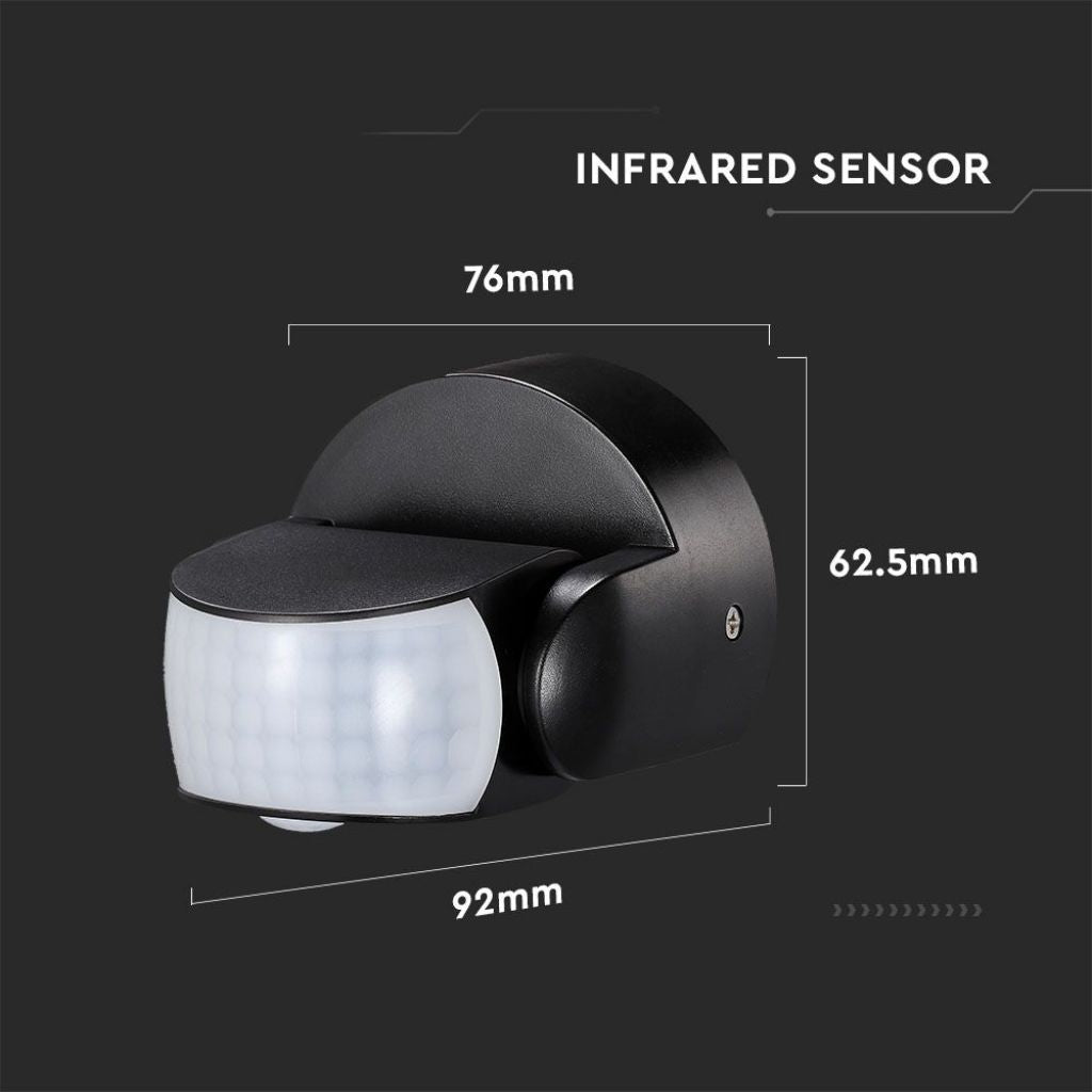 Sensore di Movimento a Infrarossi PIR 180°/360° a Parete/Soffitto IP65 Nero - V-Tac VT-8006 (SKU 6610)