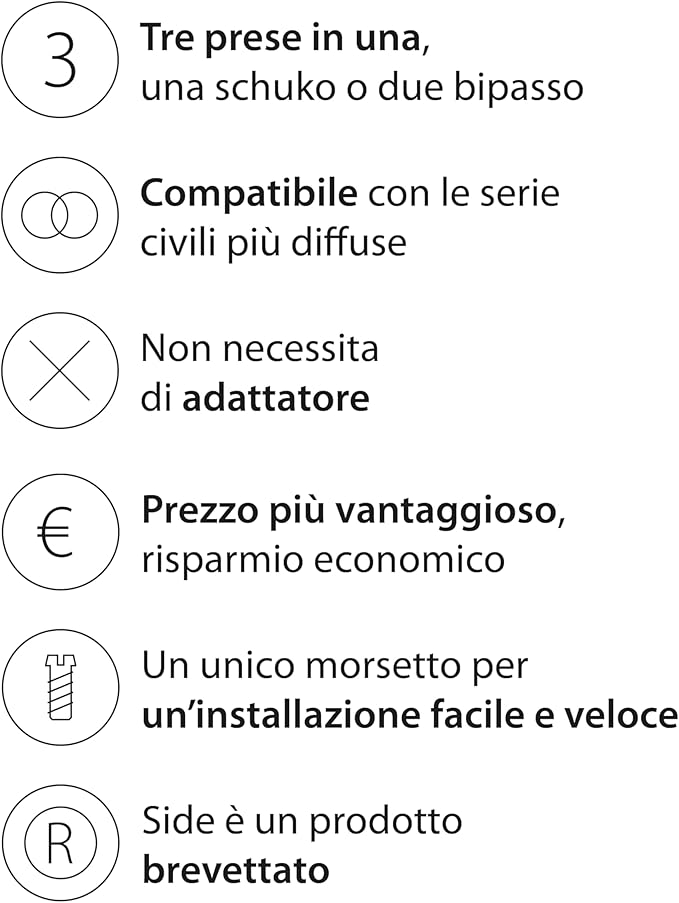 Presa Polivalente 4Box "Side" 2 Moduli compatibile Bticino Living International - Antracite