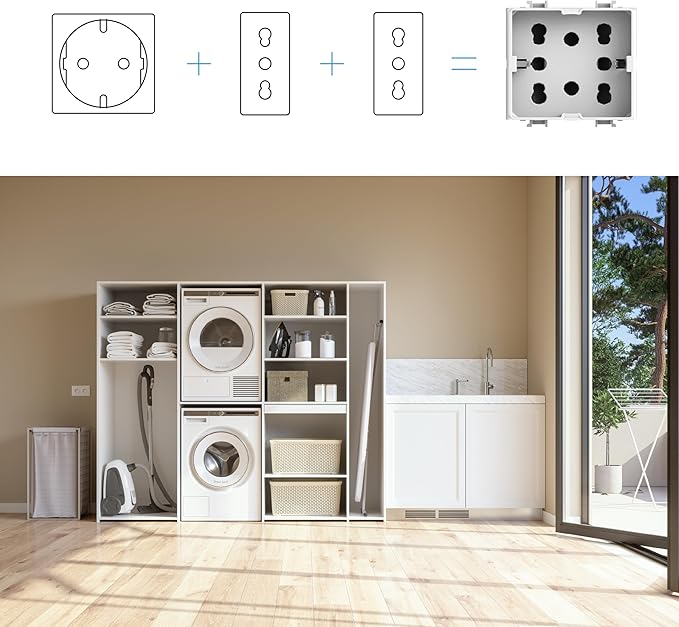 Presa Polivalente 4Box "Side" 2 Moduli compatibile Bticino Living International - Antracite
