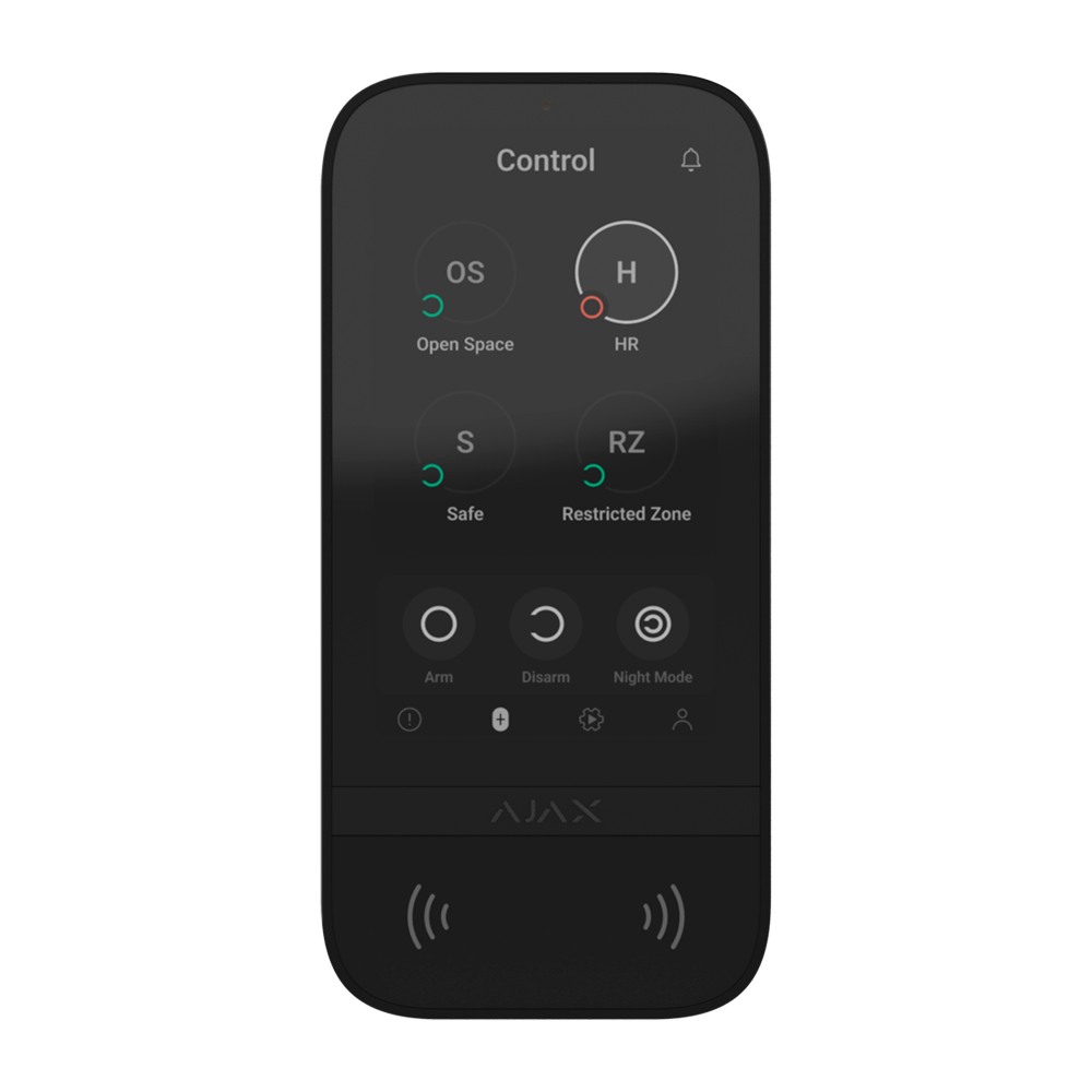 Ajax Keypad Touchscreeen Jeweller WIRELESS -Tastiera wireless con touch screen per controllare un sistema Ajax Nero