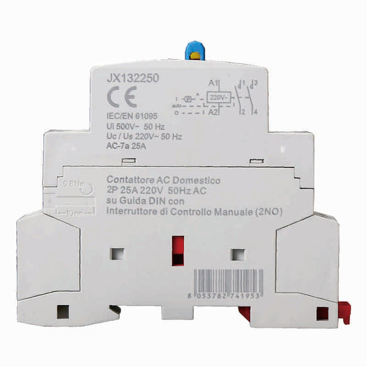 Ettroit Contattore AC Domestico 2P 25A 220v 50hz AC su Guida DIN con Interruttore di Controllo Manuale (2NO) | JX132250