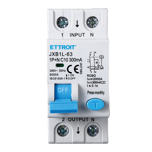 MAGNETOTERMICO DIFFERENZIALE 1P+N 10A 300MA 220V-6KA | JX271063 | ettroit