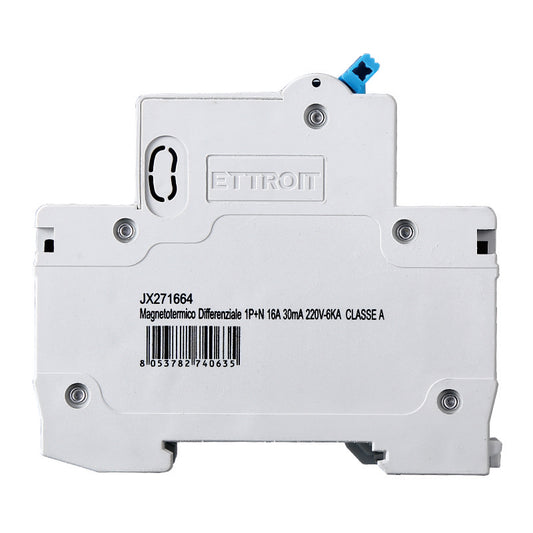 ETTROIT| MAGNETOTERMICO DIFFERENZIALE 1P+N 16A 30mA 0,03 220V-6KA classe A | JX271664