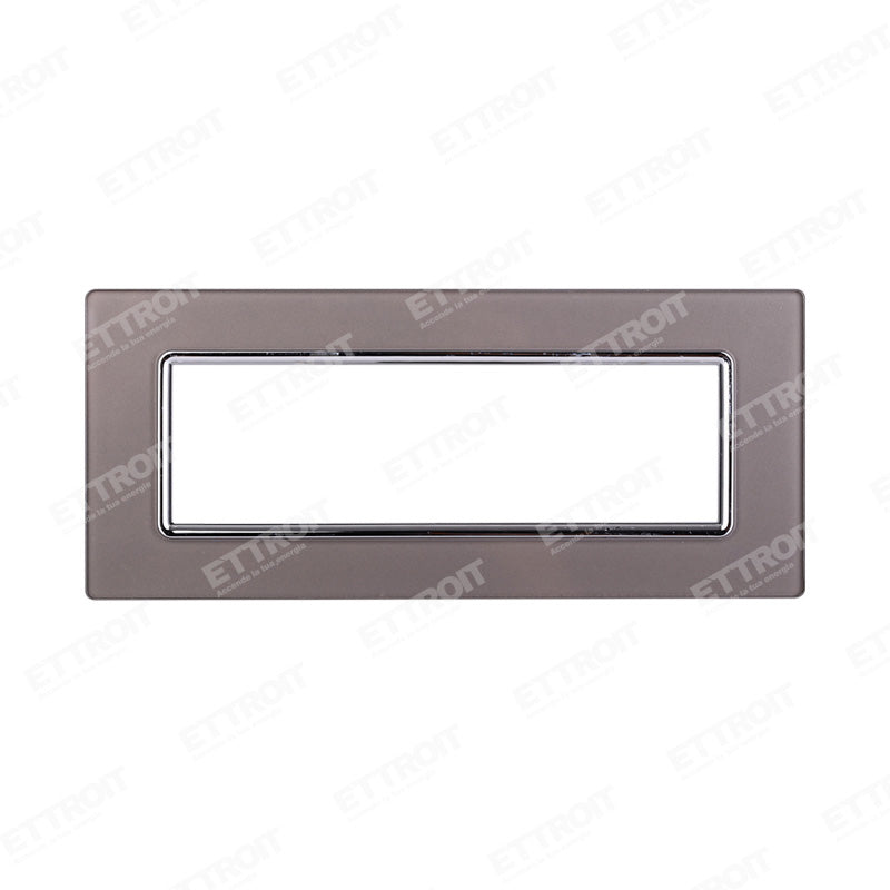 Ettroit placca compatibile Bticino Livinglight 7 moduli vetro colore argento - LN84706