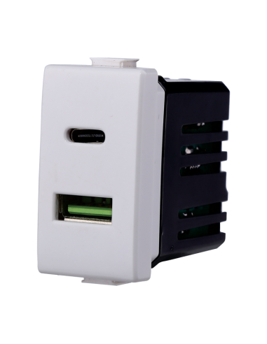 PRESA USB 2 IN 1 USB+TYPE-C 3.1AMH Ettroit (SKU MT3002) Compatibile Bticino Matix
