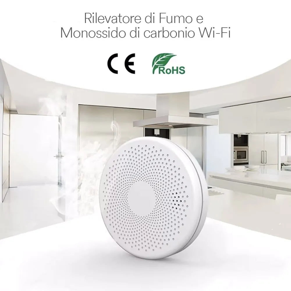 proxe 710055 Rilevatore Combinato CO + Fumo WiFi Tuya - Batteria 2xAA b&b