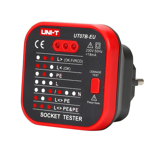 TESTER prova salvavita  UNI-T-UT07B-EU | Mod. UT07  Tester per prese di rete schuko 230V con verifica salvavita