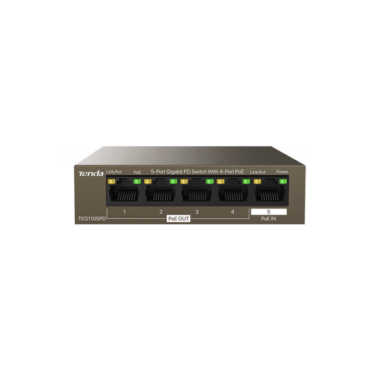 Switch PoE Tenda TEG1105PD 5 Porte Gigabit con Alimentazione PoE