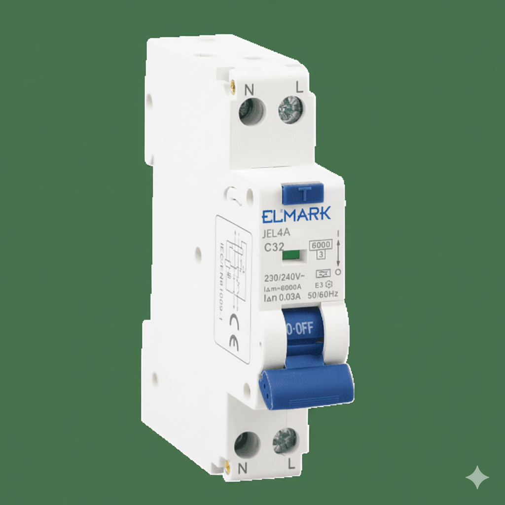 Interruttore Magnetotermico Differenziale Elmark MTD JEL9A 1P+N 32A Classe A 6KA 0,03 1 modulo(40505A)