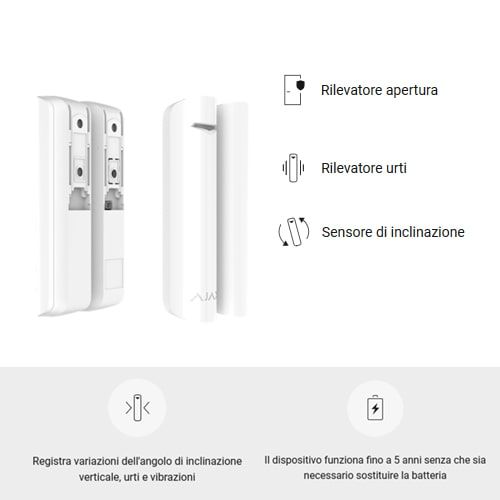 AJAX DoorProtect (AJ-DOORPROTECT-W) | Rilevatore Magnetico e Inclinazione | 38101