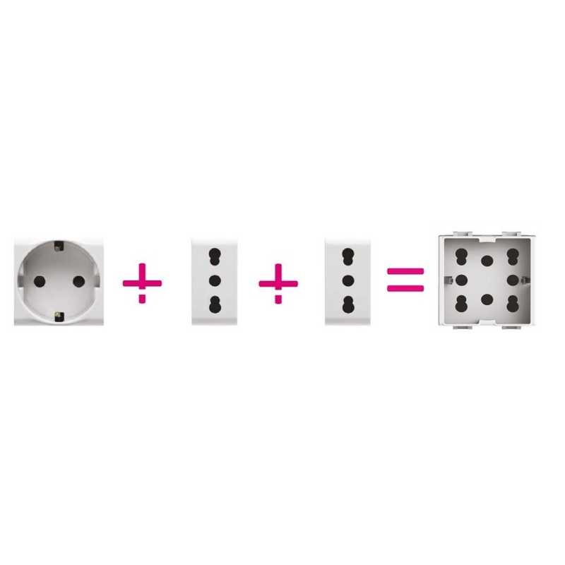Presa Polivalente 4Box "Side" 2 Moduli compatibile Bticino Living International - Antracite
