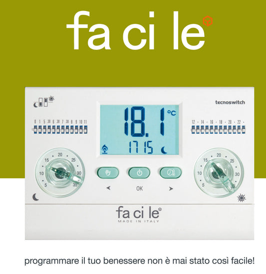 CRONOTERMOSTATO GIORNALIERO DA PARETE FACILE |TECNO SWITCH | COD. CR135BI |