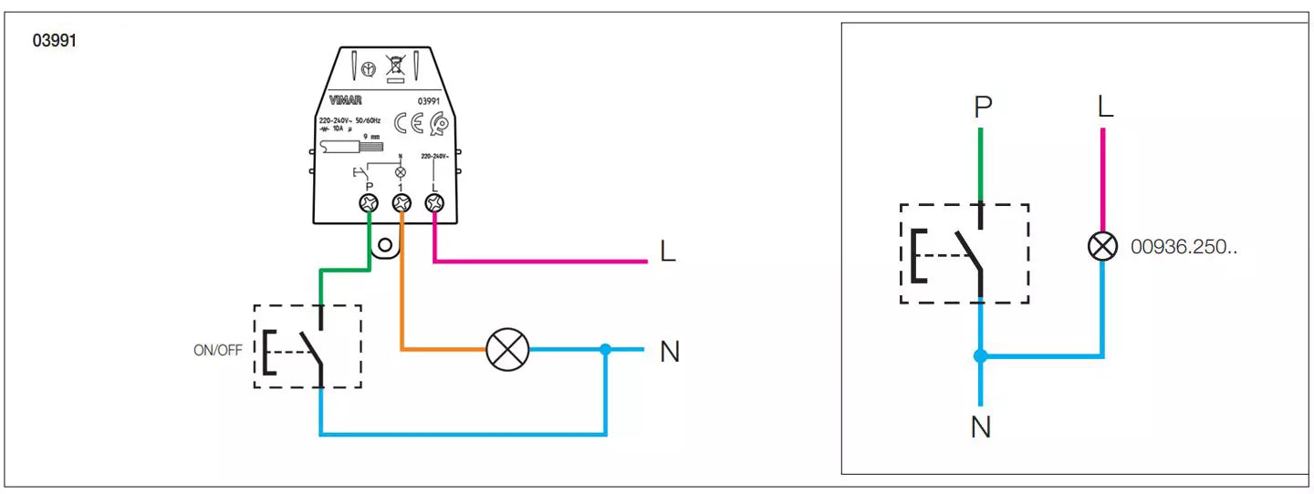 Vimar 03991 Modulo Relè Elettronico Passo-Passo Silenzioso | Per Illuminazione e Automazione