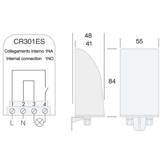 INTERRUTTORE CREPUSCOLARE UNIPOLARE 16A IP54 - Mod. ITACA22 - Marca TECNOSWITCH