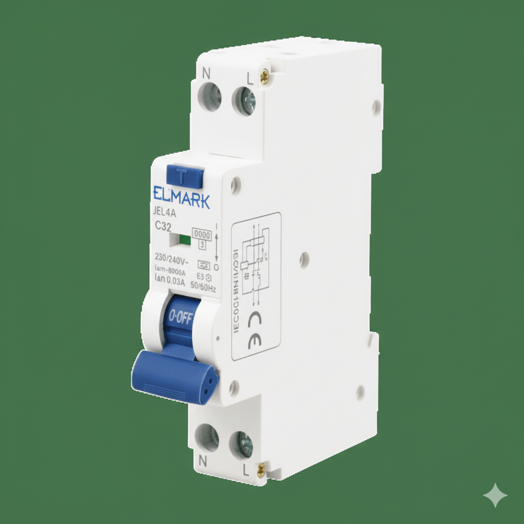 Interruttore Magnetotermico Differenziale Elmark MTD JEL9A 1P+N 32A Classe A 6KA 0,03 1 modulo(40505A)