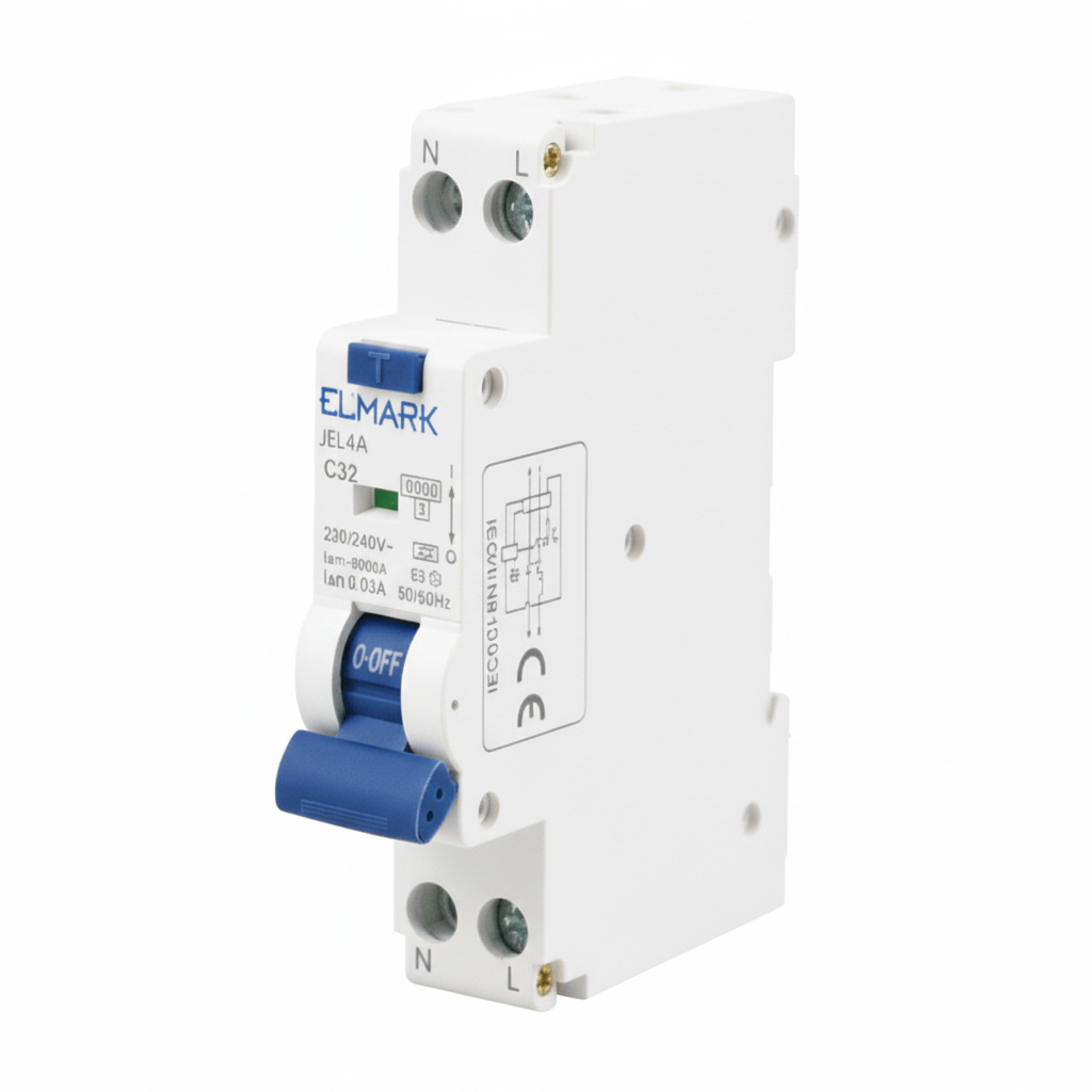 Interruttore Magnetotermico Differenziale Elmark MTD JEL9A 1P+N 32A Classe A 6KA 0,03 1 modulo(40505A)