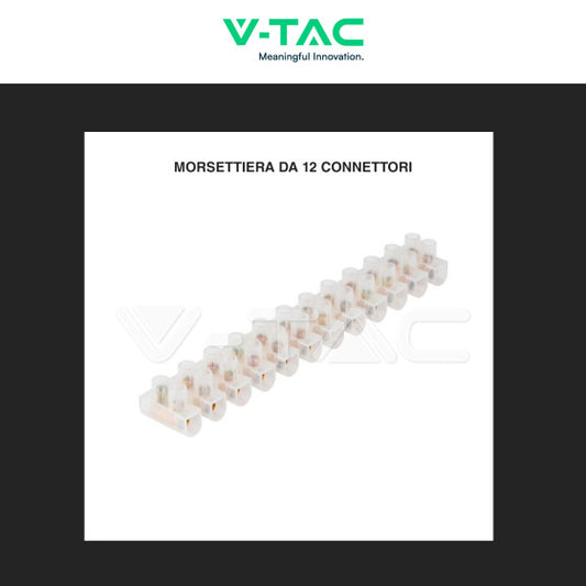 V-TAC | 11799| Morsettiera 12 Connettori per Cavo Elettrico 3A da 2.5mm Colore Bianco |Confezione 10 Pezzi - 120 Connettori|