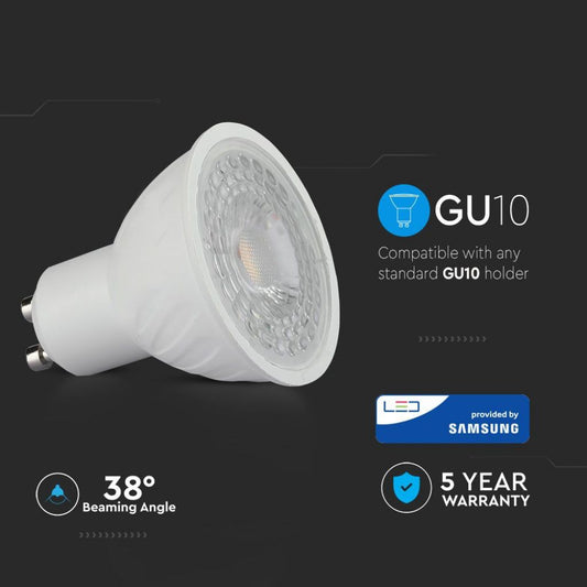 SKU 190 VT-227 V-TAC PRO Faretto LED Chip Samsung GU10 6,5W 38° 4000K LAMPADINA LED