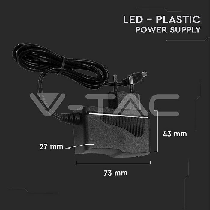 V-TAC VT-23019 SKU 3237 ALIMENTATORE 12VDC 1,5A 18W A SPINA V-TAC