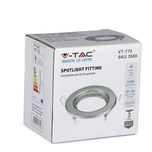 V-TAC VT-778 (2 PZ) FARETTI INCASSO FISSI ROTONDI PER LAMPADINE GU10 E GU5.3 - SKU 3585