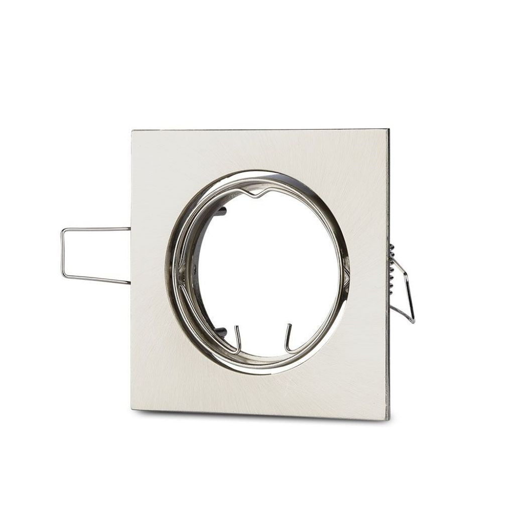 Portafaretto LED da Incasso Quadrato Orientabile Nichel Satinato GU10/GU5.3 - V-Tac VT-779