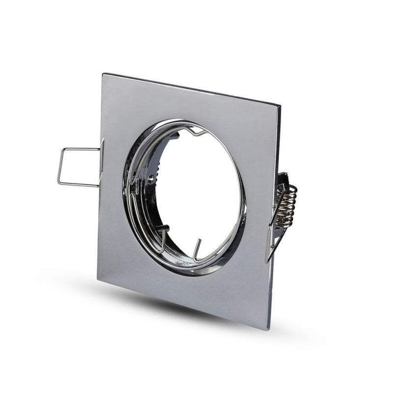 Portafaretto LED da Incasso Quadrato Orientabile Cromato GU10/GU5.3 - V-Tac VT-779-CH